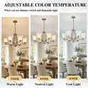 6 Lights Brushed Bronze Dining Room Light Fixture Farmhouse Modern Chandelier Pendant Light Champagne Bronze Adjustable Ceiling Hanging Lighting with Frosted Glass for Kitchen Island Living Room Foyer, 27.5" diameter x 18.1" height