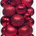 50ct Red Christmas Ornaments Set, 2025 Shatterproof Christmas Tree Decorations, Christmas Ball Ornament, Vintage Classic Christmas Ornament Bulk for Christmas Decorations Indoor