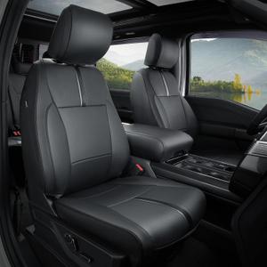 for Ford F150 Seat Covers 2015-2023 2024 2025 2026,Full Set Leather Waterproof Black Trucks Pickup Seat Covers Custom Fit for Ford F150 Accessories,Car Seat Cover for SuperCrew/CrewCab(XL,XLT)