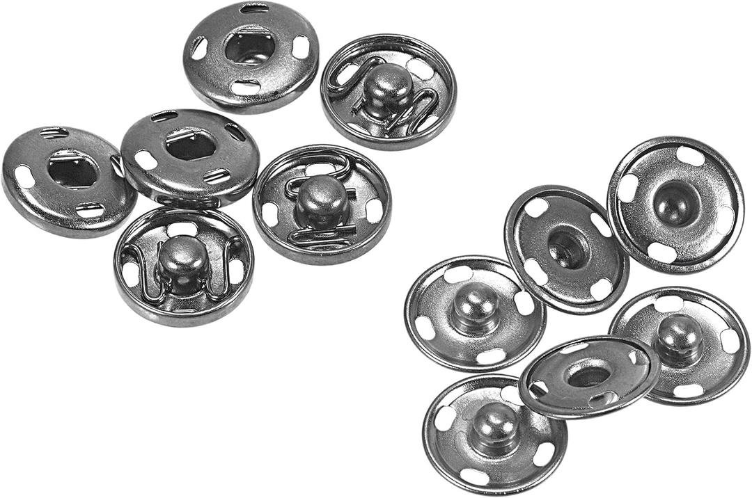 uxcell Snap Buttons, 15mm Copper Sew-on Press Button Fastener for Leather Coat, Jeans, Bags and Clothing Gray 20 Sets