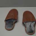 Unisex House Slippers, Genuine Leather Solid Color Minimalist Indoor Slippers, Soft Warm Flannel Lining, Lightweight Comfortable Flexible Anti-Slip Rubber Sole size 27