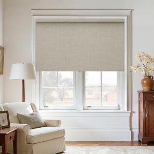 Oatmeal 100% Blackout Roller Shades for Window Room Darkening Thermal Insulated UV Protection Cordless Free-Stop Window Blinds for Bedroom Home Office Door Protect Privacy 71" W x 72" H
