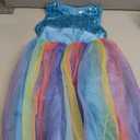 Uhnice Little Girl's Sequin Sleeveless Mesh Rainbow Dress for Wedding Party (6- Years, Blue)