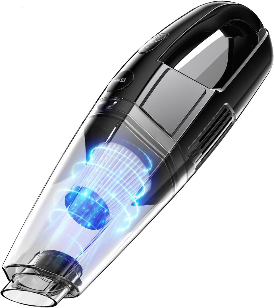 Hand Vacuum Cordless 3-in-1, Car Vacuum with USB Charge, Handheld Vacuum Cordless Rechargeable with LED, HEPA Filter, 1.43 lbs Lightweight, Ideal for Car & Home Use