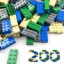 200 Piece Classic Small Building Bricks, 2x4 Building Blocks STEM Creative Building Toys, Blue, Gray, Green, Sand(Small Bricks, 1.25x0.62x0.47 in)