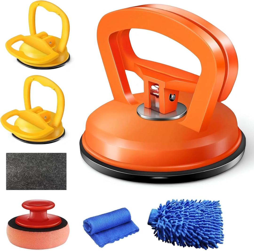 Paintless Dent Repair Kit – 7-Piece Car Dent Puller Set with Suction Cups, Polishing Pad & Cleaning Accessories for Auto Body Dents & Scratches