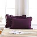 Merryword Dark Purple Pillow Shams Purple Ruffle Standard Pillowcases Cute Pillow Cover Set of 2 Shabby Chic Soft Microfiber Pillowcases 2 Pack