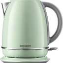 BUYDEEM K640 Stainless Steel Electric Tea Kettle with Auto Shut-Off and Boil Dry Protection, 1.7 Liter Cordless Hot Water Boiler with Swivel Base, 1440W, Cozy Greenish