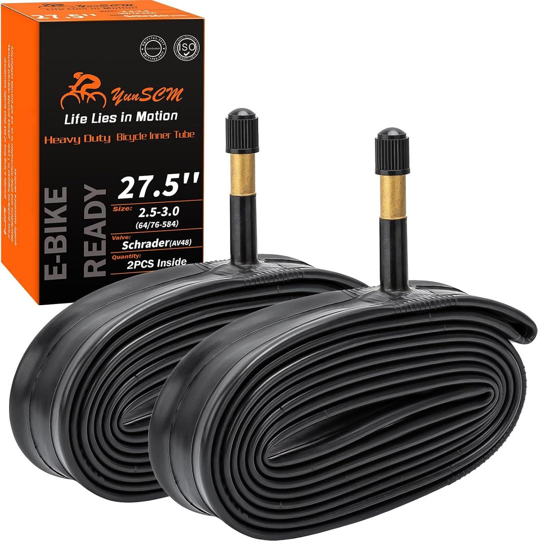 2-PCS 27.5" Heavy Duty Bike Tire Tubes 27.5x1.75/2.40 AV48MM Schrader Valve (45/62-584) Inner Tubes Compatible with 27.5x1.75/1.95/2.0/2.10/2.125/2.25/2.35/2.4 MTB, Gravel, City Bike Tire Tubes