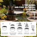 3-Tier Freestanding Rustic Barrel Waterfall Fountain,40-Inch Wood Outdoor Water Fountain with Pump for Garden,Patio, Backyard and Porch