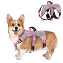 Mihachi Dog Harness for Medium Dogs, Escape Proof No Pull Service Vest with Reflective Strips and Control Handle, Adjustable and Cozy for Easy Walking, No Choke Pet Harness with 2 Metal Rings, Pink S