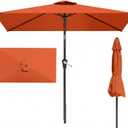 6.5' x 10' Rectangular Patio Umbrella Large Outdoor Market Umbrella w/UV Protection, Push Button Tilt and Crank Lift, Rectangle Table Umbrella for Garden, Deck, Pool, Patio, Terracotta, 6.5x13FT