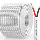 16 Gauge Marine Wire, 16/2 Duplex Marine Grade Cable, IP68 Waterproof/Oxygen-Free Tinned Copper Stranded PVC 16 AWG Wire for Boat, Automotive, RV, Solar, LED Strips (100FT)