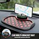 3-in-1 Car Dashboard Anti-Slip Mat, 360 Rotatable Phone Holder with Temporary Parking Number, Universal Fit Non-Slip Pad for Car/SUV, Washable Reusable (Brown, 1PC)