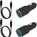 48W Car Charger with Cable for Samsung Galaxy S25/S25 Plus/S24Ultra/S24/S24 Plus/S25 Ultra/S23 FE/S23+/A35 A25/A16/A15 A55/A14 A13/A54 A23 A52 A53 A23 Z Fold 5 6 Super Fast USB C Phone Adapter,2Pack