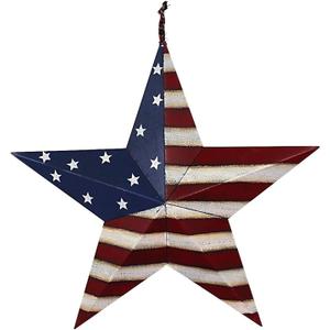 E-view Metal American Flag Barn Star Decor Patriotic Mounted 3D Wall Art July of 4th Decoration 12"-A