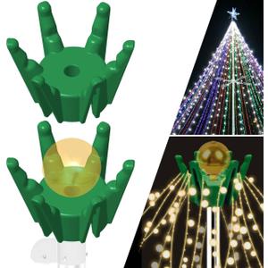 2PCS Christmas Tree Flag Pole Mega Topper Light Hook for Hanging Xmas Tree Lights-Outdoor Telescoping Flagpole Christmas Tree Light Kit for Hanging Patio Yard Party Decoration (Green)