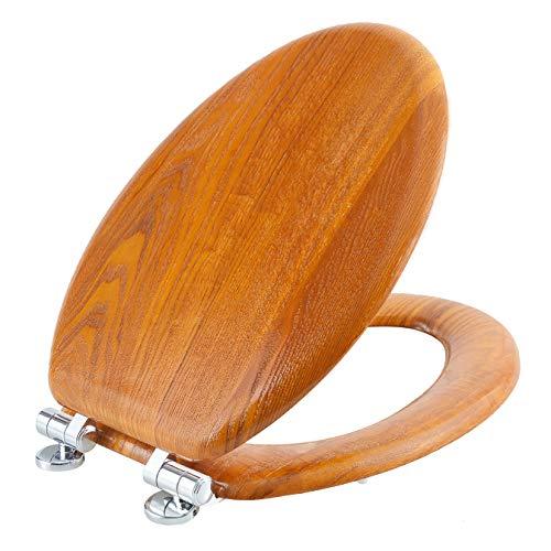 Angel Shield Wood Toilet Seat Elongated with Soft Close,Easy Clean,Quick-Release Hinges(Elongated,Wood)