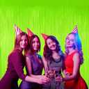 Glow in The Dark Party Supplies,3 Pack Neon Party Decorations,9.9 X 6.6 ft  Tinsel Foil Fringe Curtains Macaron Yellow,Photo Booth Prop Backdrop Streamer for Birthday Party Streamer Decor