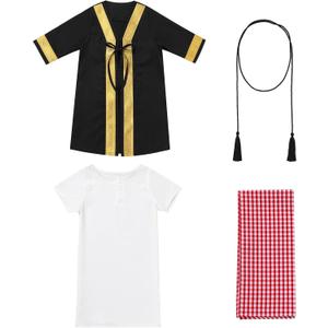 IDOPIP Muslim Baby Boys Ramadan Eid Outfit Cardigan Kaftan Thobe Arabic Islamic Abaya Dubai Robe Clothes with Head Scarf+Rope (6-12 Months, Black)