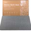 XMarrat Extra Large Stone Bath Mat Large, 31.5'' x 19.7'' Diatomaceous Earth Non-Slip Stone Shower Mat, Super Absorbent Diatomite Stone Mats for Bathroom, Quick Drying, Easy to Clean (Dark Gray)