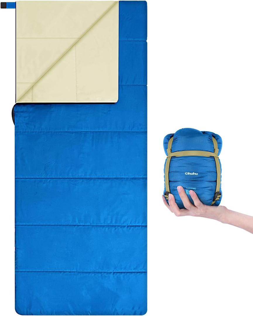 Sleeping Bag, Ohuhu Lightweight Sleeping Bag 3 Season Warm Weather Portable Compact Sleeping Bags for Adult Kids with Carry Bag for Camping Hiking Backpacking and Outdoors 59-77