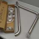 Brushed Nickel Angled Grab Bar 16 Inch, Zepolu Stainless Steel L-Shaped Safety Grab Rail, Bathroom Mobility Aid Handrail, Wall Mounted Balance Support Assist Shower Handle for Senior Elderly Handicap