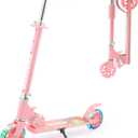 Scooter Toys for Kids Ages 6-12/3-5, Christmas Birthday Gifts for Girls Boys, Easy Folding Kids Scooter with 3 Levels Adjustable Handlebar (Pink)