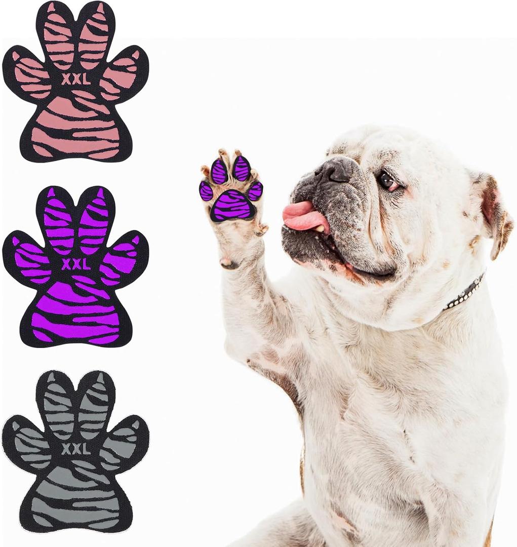 SCENEREAL Dog Paw Protector Anti-Slip Grips to Keeps Dogs from Slipping On Hardwood Floors, Best for Summer Hot Pavement, Dog Shoes Booties Socks Replacemen M 36 Pieces (M: 1.7"x1.5"(L*W), Gray & Purple & Pink 36pcs 9sets)