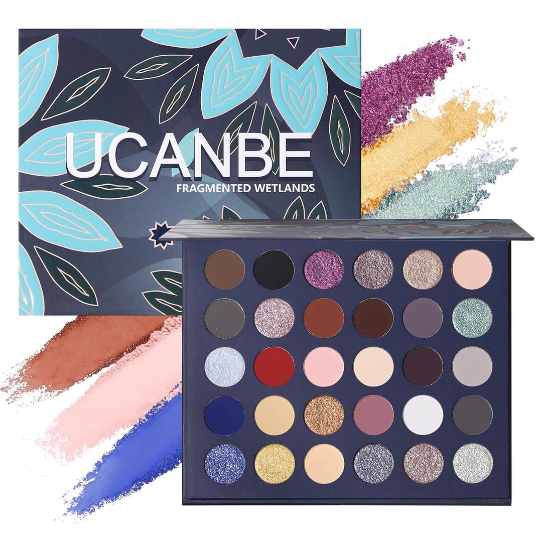UCANBE 30 Color Eyeshadow Makeup Palette  Dark, Earthy & Bold Tones Eye Shadow with Matte Glitter Metallic Finishes Highly Pigmented, Long-Lasting Make Up Pallet for Smoky, Glam, and Everyday Looks (NEUTRAL)