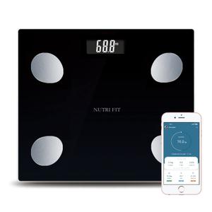 NUTRI FIT Bathroom Weighing Scale for Body Weight and Fat, Digital Smart Scale with Bluetooth, Body Composition Watchers with APP for BMI, Muscle, Weight Loss, Max 150kg/330lb (Premium Black)