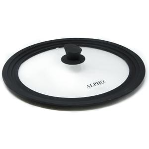 Alpha Living Universal Silicone Cookware Pots and Pans Vented Tempered Glass-Graduated Lid with Easy Grip Fits 9.5", 10" 11" (Small)