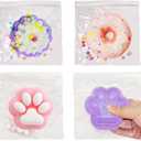 4 Pcs Cat Paw Squishy Donut Squeeze Toys Pinch Cute Fufu Squishy Toys for Anxiety Relief Soft Stress Toys for Relaxation Party Favors Novelty Things Adults Birthdays Cosplay Party