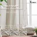 XTMYI Country Curtains for Living Room,Sheer Linen Shabby Chic Curtains for Bedroom 70 Inches Wide 84 Inches Long Oatmeal