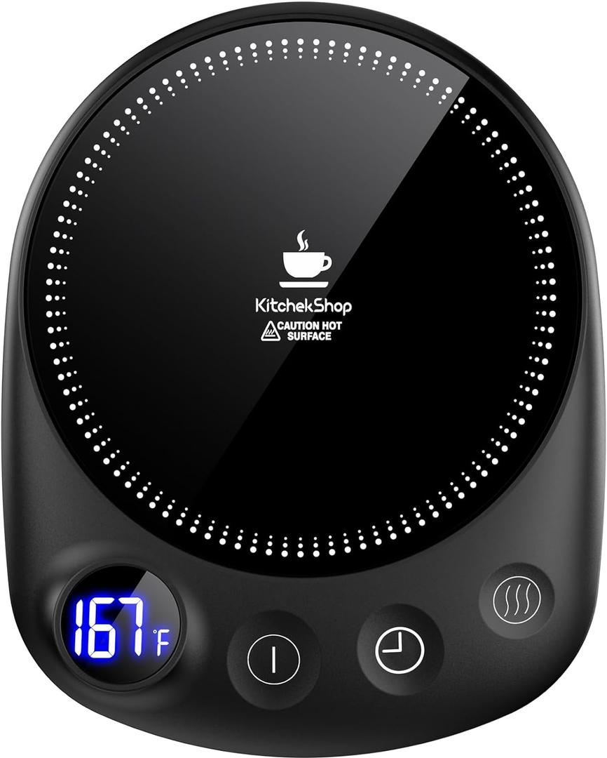 Coffee Mug Warmer - Fastest Heating & Highest Temperature, Coffee Cup Warmer for Desk Auto Shut Off, 4 Temp Settings & 1-12H Timer, Smart Electric Beverage Warmer for Coffee, Tea (Black) (Black)