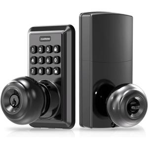 Keyless Entry Door Lock, Keypad Door Lock with Handle, Door Knob with Keypad, Keyless Door Knob, Door Knob with Code, Auto Lock, Easy to Install - Matte Black