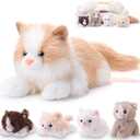 HyDren 5 Pcs Realistic Ragdoll Cat Stuffed Animal, 17.75 Inches Large Ragdoll Cat Mommy Plush with 4 Cute Babies Soft Plush Kittens Set for Girls Boys Birthday Party Favors(Light Brown)