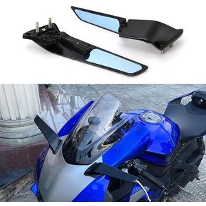 Motorcycle Adjustable Wind Wing Side Mirrors Compatible with YAMAHA YZF R1 (2020-2024) Motorcycle Accessories Rotating Rearview Mirrors Winglet Mirrors