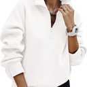 PRETTYGARDEN Womens Half Zip Oversized Sweatshirts Fleece Hoodies 2026 Trendy Long Sleeve Pullover Tops Y2k Spring Outfits (Medium, White)