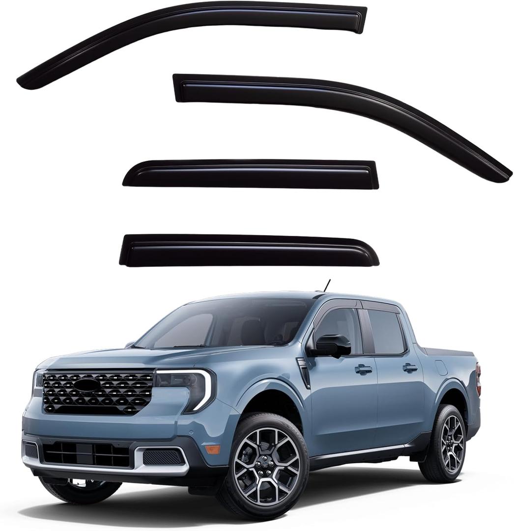 YLSCOO Window Visors Rain Guards Compatible with 2022-2026 Ford Maverick, Out-Channel Side Window Wind Deflectors Vent Shades Accessories, Dark Smoke 4 Pcs, 2023 2024 2025