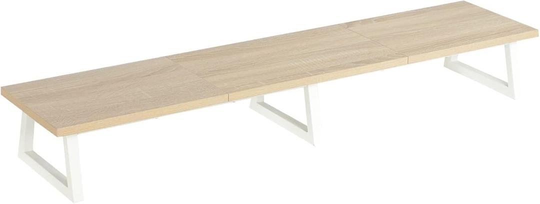 TEAMIX Large Dual Monitor Riser - Wood & Steel Desk Organization - Maple, 42 inch