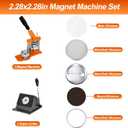 2.28x2.28in Fridge Magnet Maker Machine for Craft Enthusiasts & Small Business Startups - 58mmx58mm DIY Round Photo Refrigerator Sticker Magnet Press Machine + Paper Cutter + 200pcs Materials (Orange)
