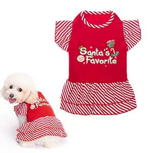 EXPAWLORER Dog Christmas Dress for Small Dogs,Puppy Costumes Pet Clothes Holiday Girl Dogs Shirt with Santa's Favorite Pattern,Party Dog Vest Dresses Cat Apparel Sweater Warm Skirt