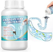 Drain Clog Remover, Hair Drains Clog Remover, Crystal Lye Drain Opener Unclog Bathroom and Kitchen Sinks, Drains, Shower Pipes, Removes Hair, Soap Scum, Blockages, 260g
