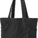 Tote Bag for Women,Puffer Travel Tote Bags with Zipper, Quilted Handbag with Compartments for Travel Work Sport, Black
