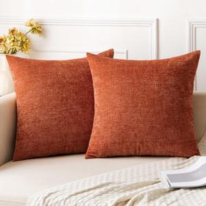 Woaboy Pack of 2 Rust Pillow Covers 20x20 Inch Soft Chenille Couch Throw Pillows Solid Color Cushion Covers Home Decoration for Sofa Living Room Woaboy Pack of 2 Rust Pillow Covers 20x20 Inch Soft Chenille Couch Throw Pillows Solid Color Cushion Covers Home Decoration for Sofa Living Room