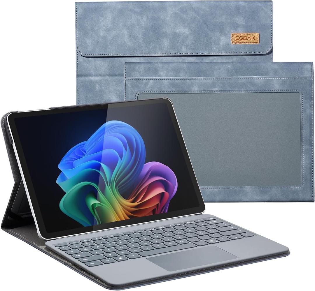 CoBak Case for Microsoft Surface Pro 12" (2025), Premium Business Cover with Multi-Angle Stand, Embedded Stylus Holder, Keyboard Support & Built-in Organizer Tailored for Professionals, Navy Blue