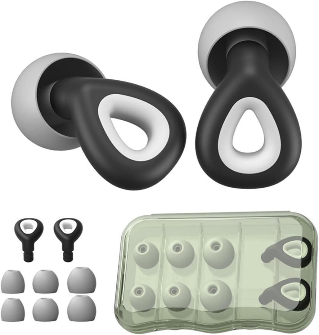 Ear Plugs for Sleeping Noise Cancelling,Soft Silicone Reusable Ear Plugs for Noise Reduction(24dB),High-Fidelity Hearing Protection,Customizable Fit for Sleep,Deep Focus,Concerts & Travel (Black)