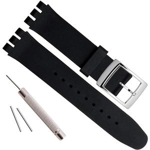 green olive Alligator Grain Kuh Leder Edelstahl Schnalle Uhrenarmband (19mm, Black)