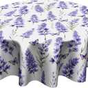 Lavender Round Tablecloth 60 Inch - Floral Butterfly Table Cloth Spring Summer Flowers Tablecloths Botanical Butterflies Table Cover for Kitchen Dining Indoor Outdoor